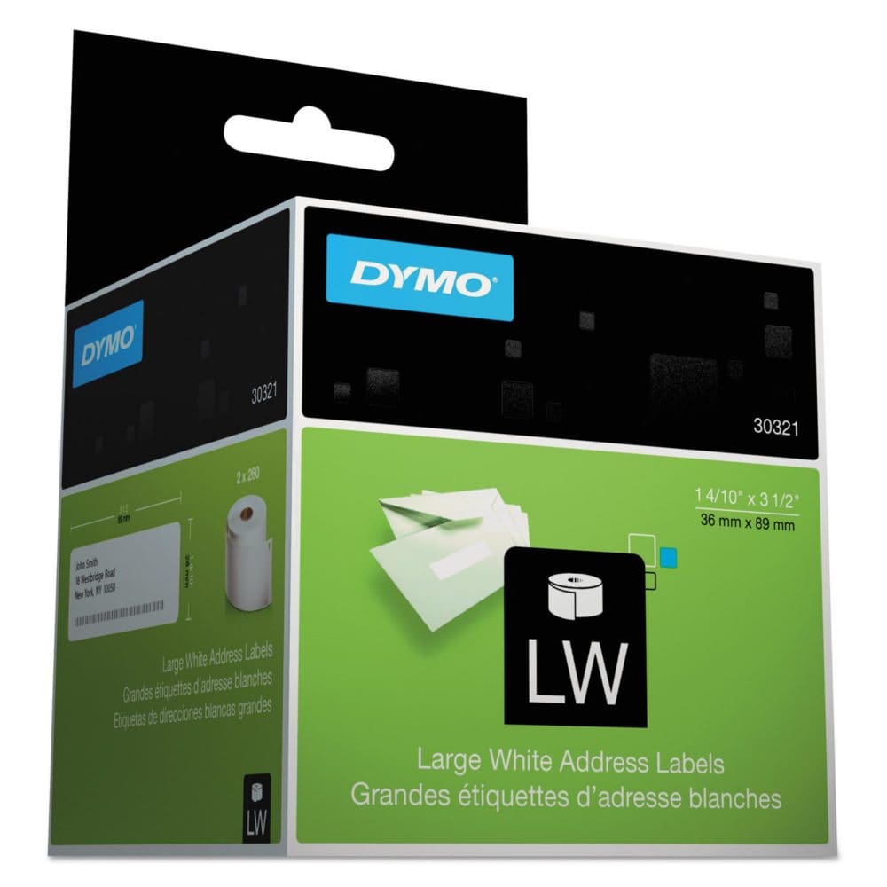 DYMO LabelWriter Address Labels 1-2/5 x 3-1/2 White 520/Box - Labels & Label Makers - DYMO
