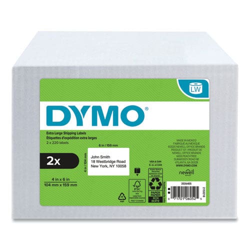 DYMO Lw Extra-large Shipping Labels 4 X 6 White 220 Labels/roll 2 Rolls/pack - Technology - DYMO®