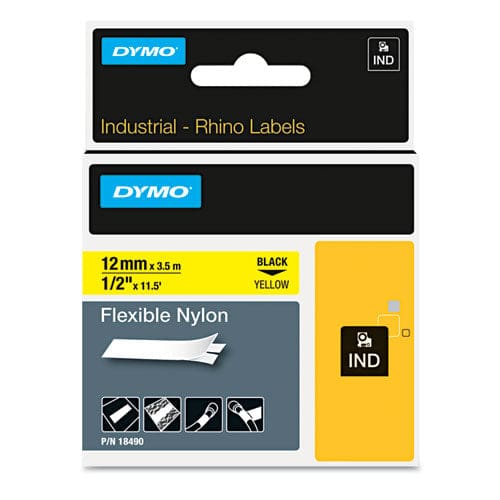 DYMO Rhino Flexible Nylon Industrial Label Tape 0.5 X 11.5 Ft Yellow/black Print - Technology - DYMO®