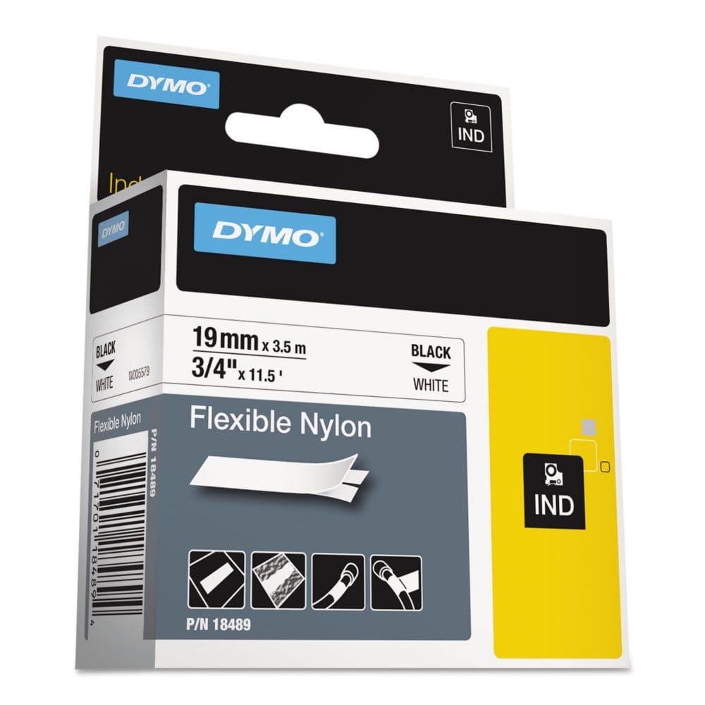 DYMO - Rhino Flexible Nylon Industrial Label Tape Cassette 3/4in x 11-1/2 ft. - White - Labels & Label Makers - DYMO