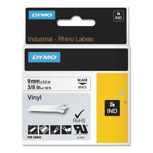 DYMO Rhino Permanent Vinyl Industrial Label Tape 0.37 X 18 Ft White/black Print - Technology - DYMO®
