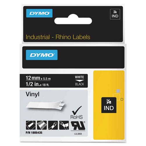 DYMO Rhino Permanent Vinyl Industrial Label Tape 0.5 X 18 Ft Black/white Print - Technology - DYMO®