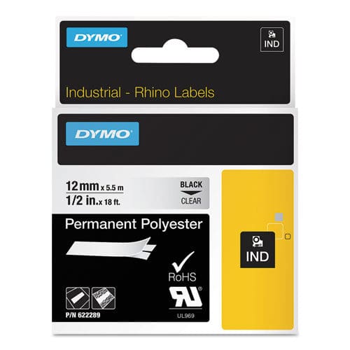DYMO Rhino Permanent Vinyl Industrial Label Tape 0.5 X 18 Ft Clear/black Print - Technology - DYMO®
