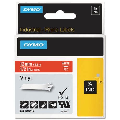 DYMO Rhino Permanent Vinyl Industrial Label Tape 0.5 X 18 Ft Red/white Print - Technology - DYMO®