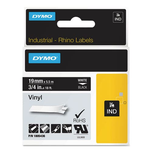 DYMO Rhino Permanent Vinyl Industrial Label Tape 0.75 X 18 Ft Black/white Print - Technology - DYMO®