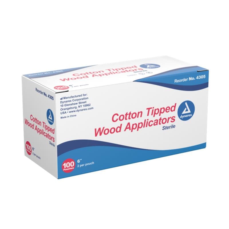 Dynarex Cotton Tip Applicator Str. 2’S 6 Box of 100 (Pack of 2) - Nursing Supplies >> Applicators and Swabs - Dynarex