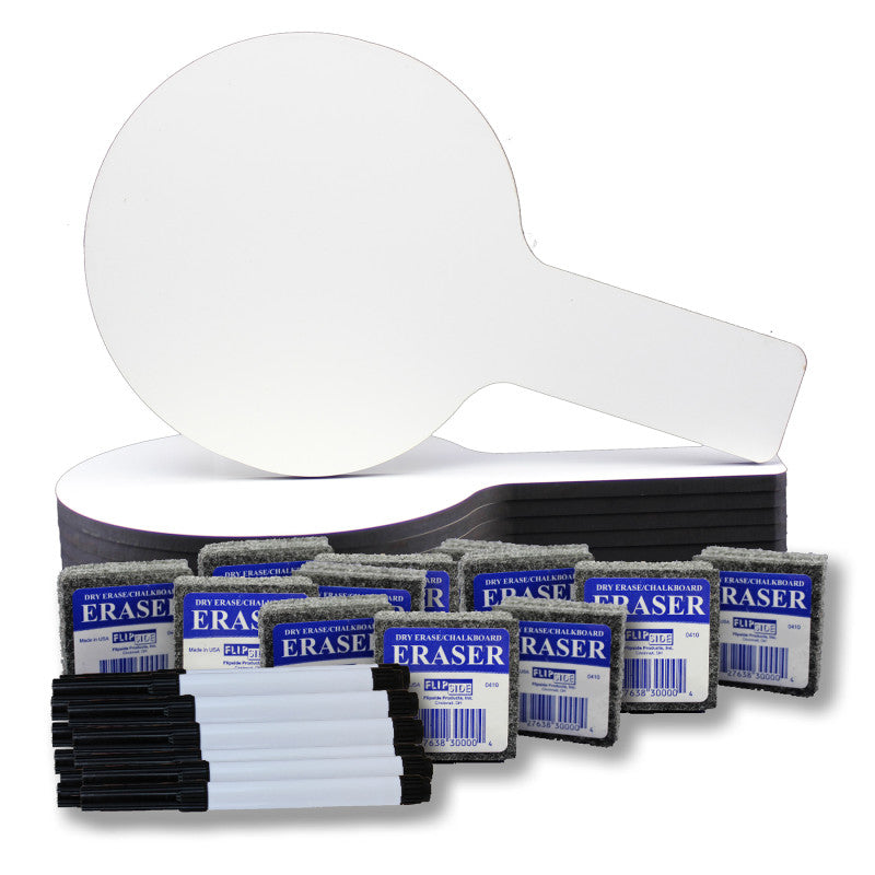 12Ct Mini Dry Erase Paddles with Pen & Eraser Class Pack