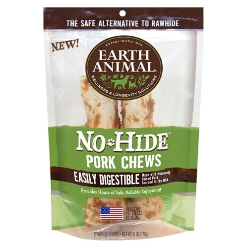 Earth Animal No Hide Pork Chews Dog Treats; 7 Inch; 2 Pack - Pet Supplies - Earth Animal