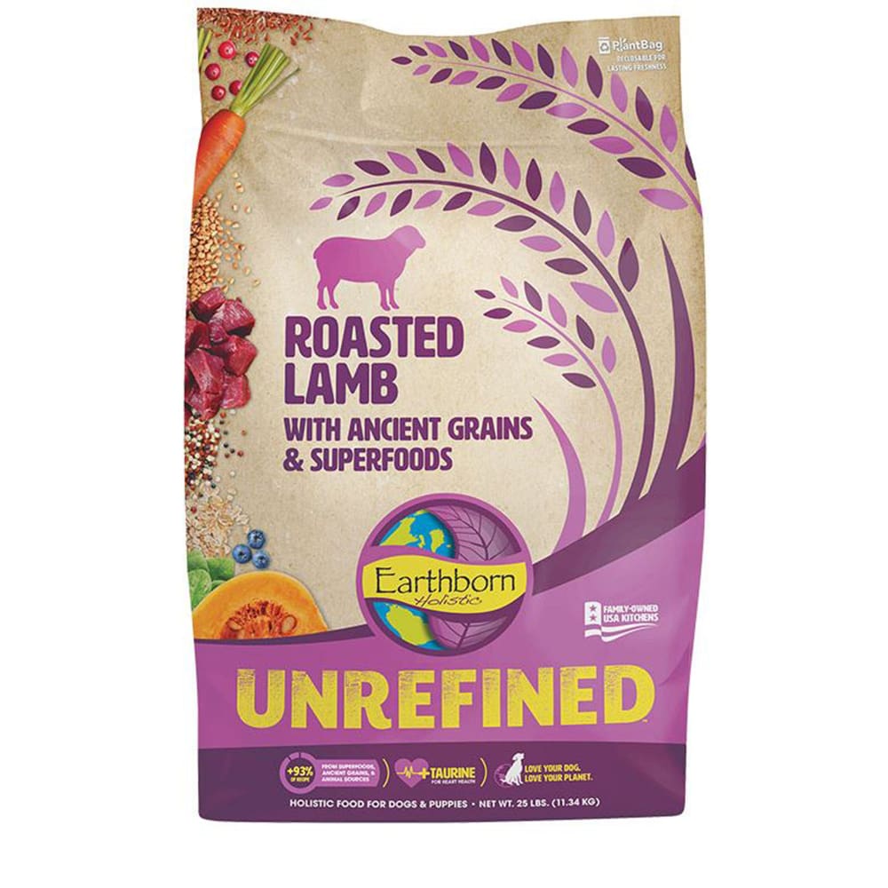Earthborn Dog Unrefined Roasted Lamb with Ancient Grains 25lbs. - Pet Supplies - Earthborn