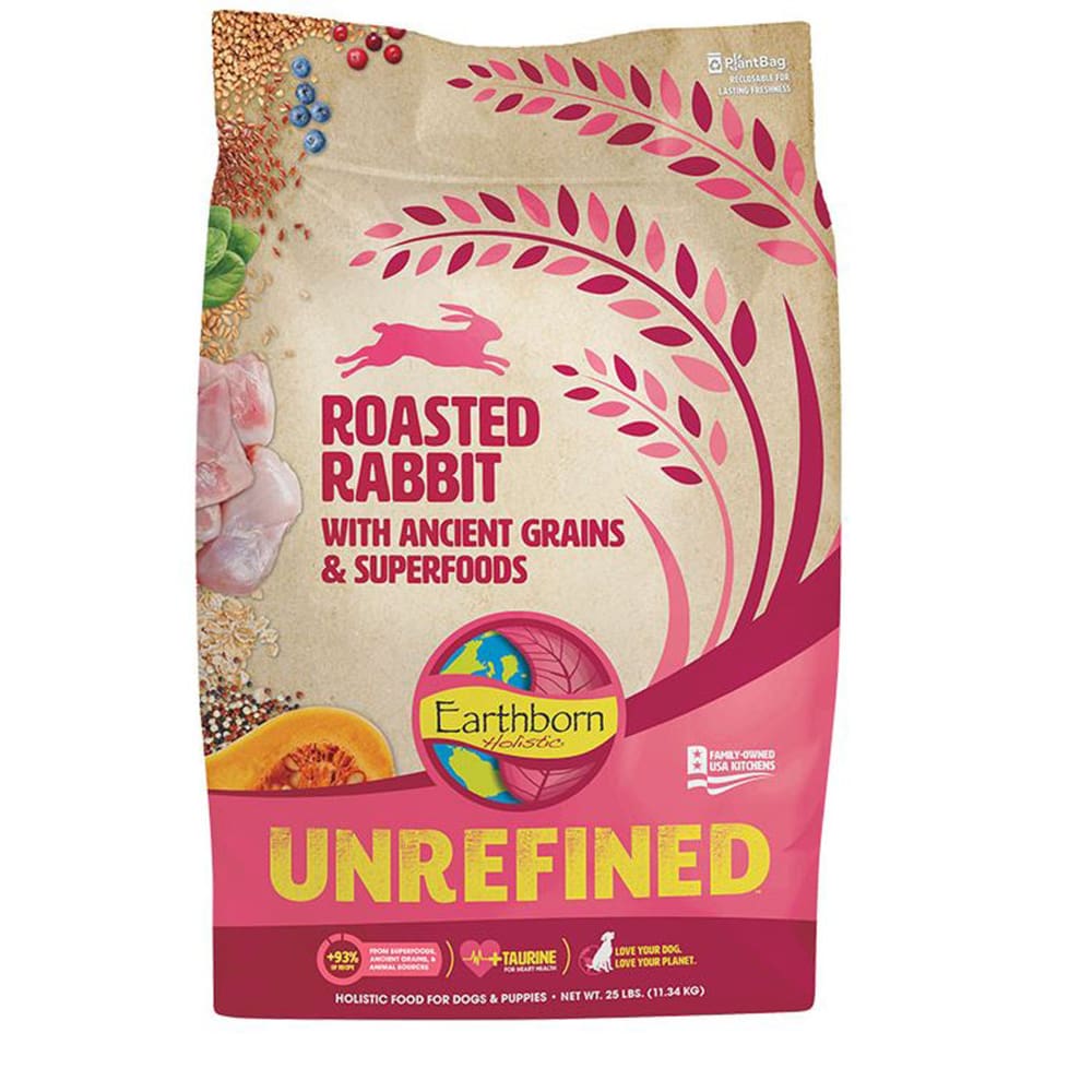 Earthborn Dog Unrefined Roasted Rabbit with Ancient Grains 25lbs. - Pet Supplies - Earthborn