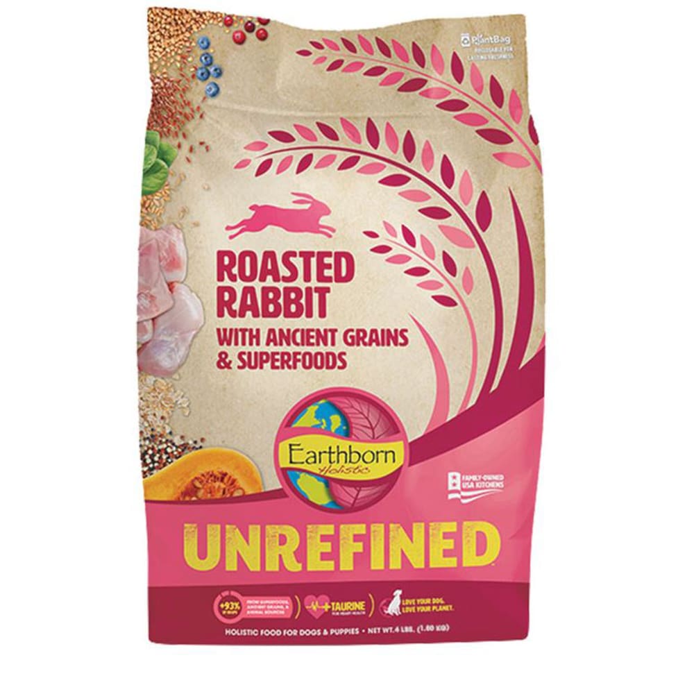 Earthborn Dog Unrefined Roasted Rabbit with Ancient Grains 4lbs. - Pet Supplies - Earthborn