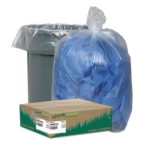 Earthsense Commercial Linear Low Density Clear Recycled Can Liners 60 Gal 1.5 Mil 38 X 58 Clear,10 Bags/roll 10 Rolls/carton - Janitorial &