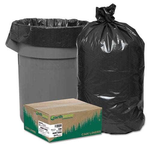 Earthsense Commercial Linear Low Density Recycled Can Liners 16 Gal 0.85 Mil 24 X 33 Black 25 Bags/roll 20 Rolls/carton - Janitorial &