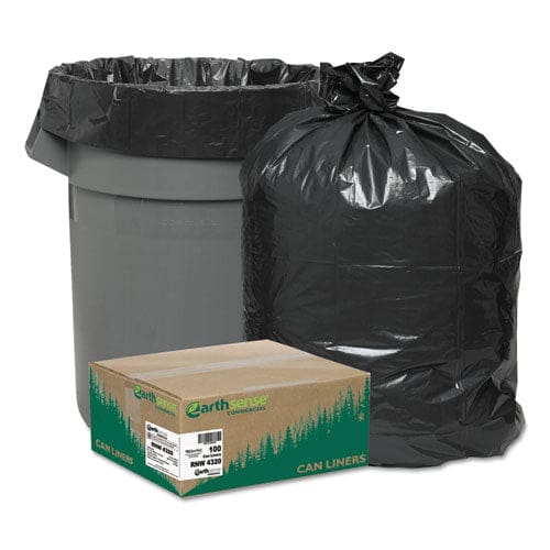 Earthsense Commercial Linear Low Density Recycled Can Liners 56 Gal 2 Mil 43 X 47 Black 10 Bags/roll 10 Rolls/carton - Janitorial &
