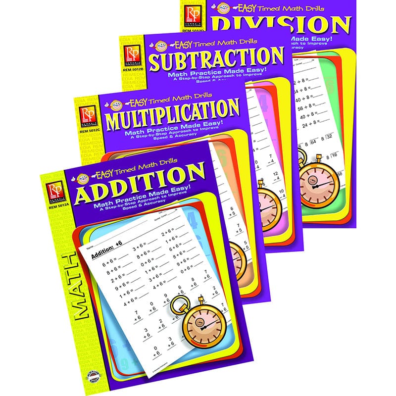 Easy Timed Math Drills 4 Book Set - Activity Books - Remedia Publications