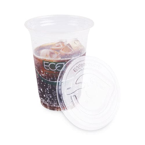Eco-Products Greenstripe Renewable And Compost Cold Cup Flat Lids Fits 9 Oz To 24 Oz Cups Clear 100/pack 10 Packs/carton - Food Service -