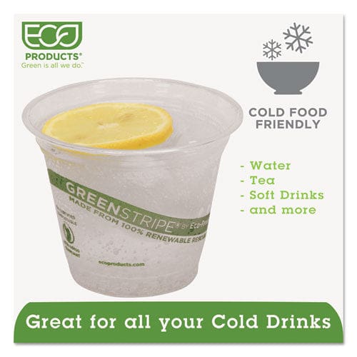 Eco-Products Greenstripe Renewable And Compostable Cold Cups 9 Oz Clear 50/pack 20 Packs/carton - Food Service - Eco-Products®