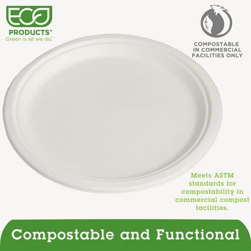 Eco-Products Renewable And Compostable Sugarcane Plates 10 Dia Natural White 500/carton - Food Service - Eco-Products®