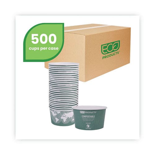 Eco-Products World Art Renewable And Compostable Food Container 12 Oz 4.05 Diameter X 2.5 H Green Paper 25/pack 20 Packs/carton - Food
