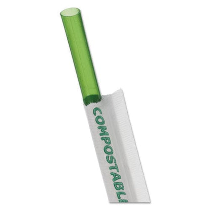 Eco-Products Wrapped Straw 7.75 Green Plastic 9,600/carton - Food Service - Eco-Products®