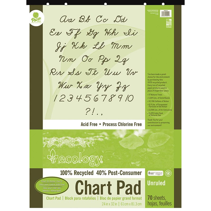 Ecology Recycled Chart Pad 70 Shts Unruled - Chart Tablets - Dixon Ticonderoga Co - Pacon