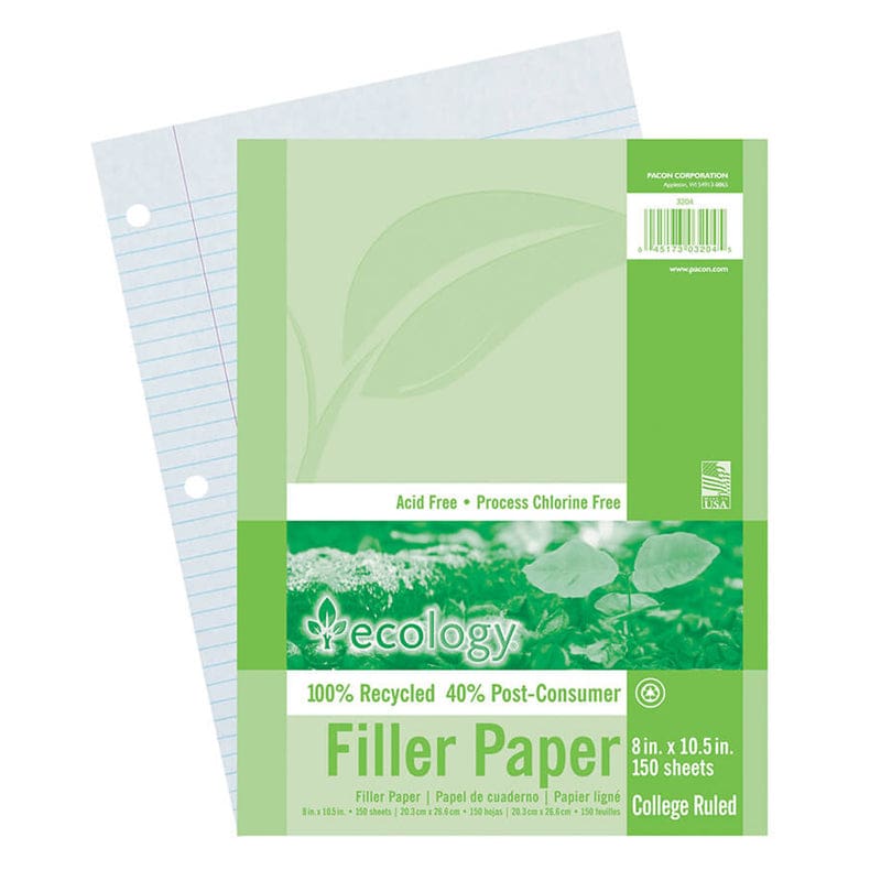 Ecology Recycled Filler Paper Pack College Ruled (Pack of 12) - Loose Leaf Paper - Dixon Ticonderoga Co - Pacon