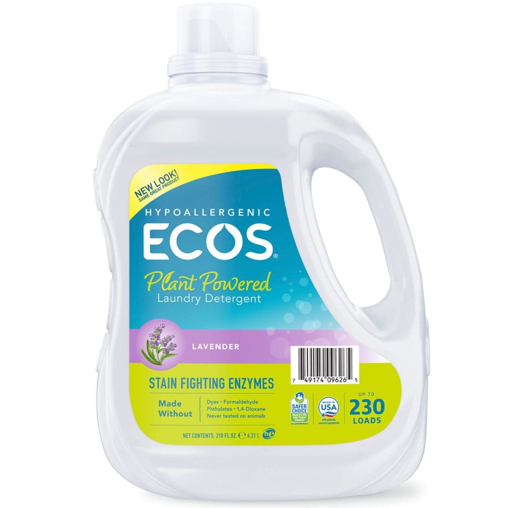 ECOS Hypoallergenic Liquid Laundry Detergent + Enzymes Lavender Scent (230 loads 210 fl. oz.) - Laundry Supplies - ECOS Hypoallergenic