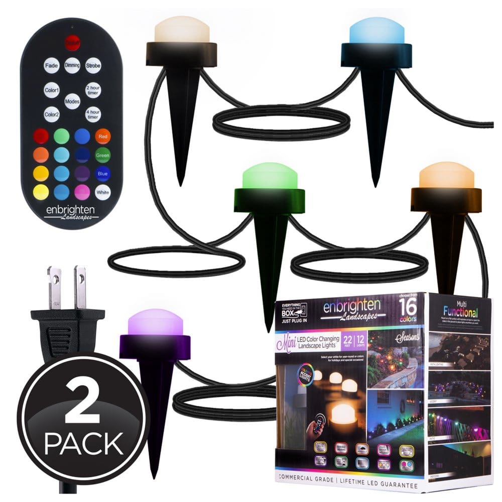 Ecoscapes Color-Changing Mini Landscape Lights 2-Pack by Enbrighten - Outdoor Lighting - Ecoscapes