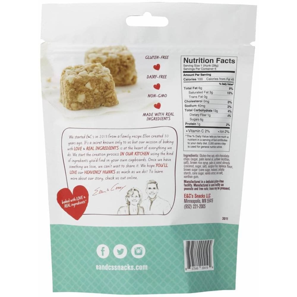 E&Cs E&Cs Snacks Oatmeal White Chip Heavenly Hunk Cookie, 6 oz