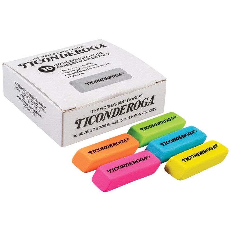 Ticonderoga 30Ct Neon Wedge Eraser (Pack of 2)