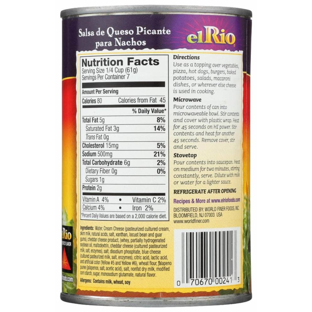 EL RIO Grocery > Meal Ingredients > Sauces EL RIO: Nacho Cheese Sauce Hot, 15 oz