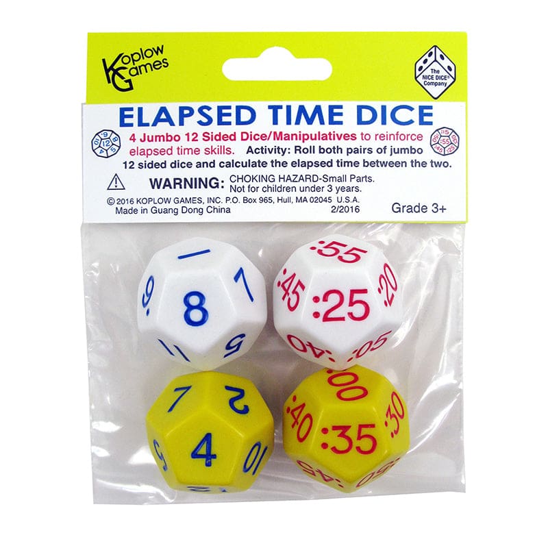 Elapsed Time Dice Set Of 4 (Pack of 3) - Dice - Koplow Games Inc.