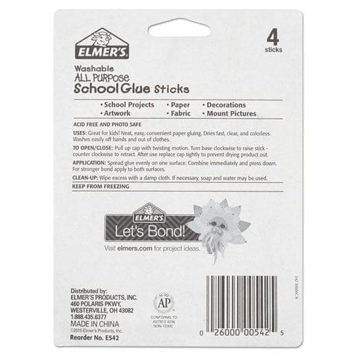 Elmer’s Washable School Glue Sticks 0.24 Oz Applies And Dries Clear 4/pack - School Supplies - Elmer’s®
