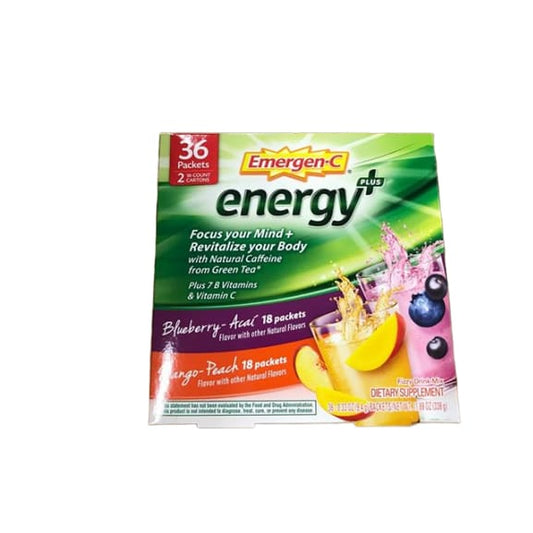 Emergen-C Energy+ Fizzy Drink Mix Packets, 2 pk./18 ct. - ShelHealth.Com