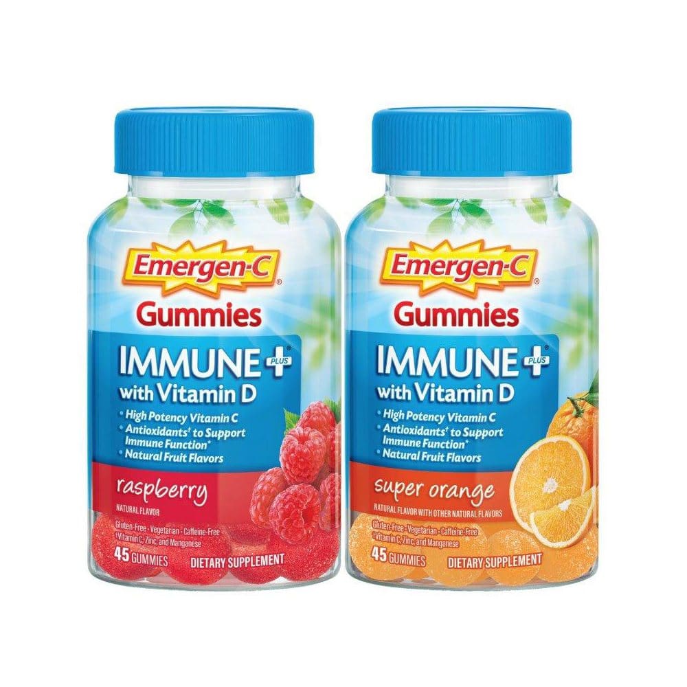 Emergen-C Immune+ Gummies With Vitamin D Raspberry and Super Orange (2 pk. 45 ct./pk.) - Immune Health - Emergen-C