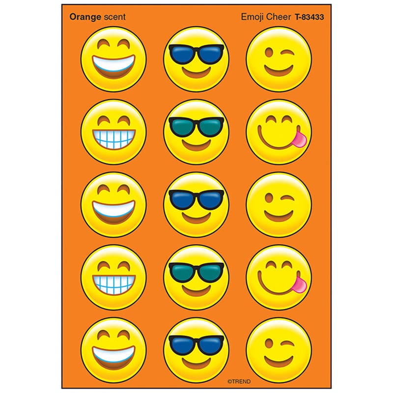 Emoji Cheer Stinky Stickers Large Round (Pack of 12) - Stickers - Trend Enterprises Inc.