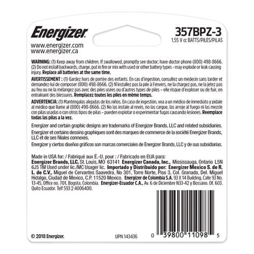 Energizer 357/303 Silver Oxide Button Cell Battery 1.5 V 3/pack - Technology - Energizer®