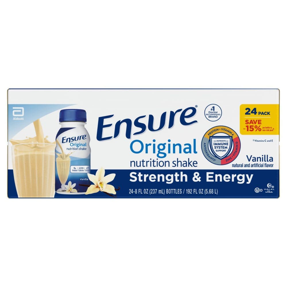 Ensure Original Nutrition Shake Small Meal Replacement Shake Vanilla (8 fl. oz. 24 ct.) - Diet Nutrition & Protein - Ensure Original