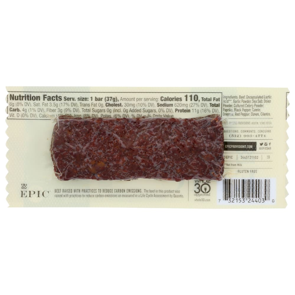 EPIC: Beef Barbacoa Bar 1.3 oz - Grocery > Snacks - EPIC