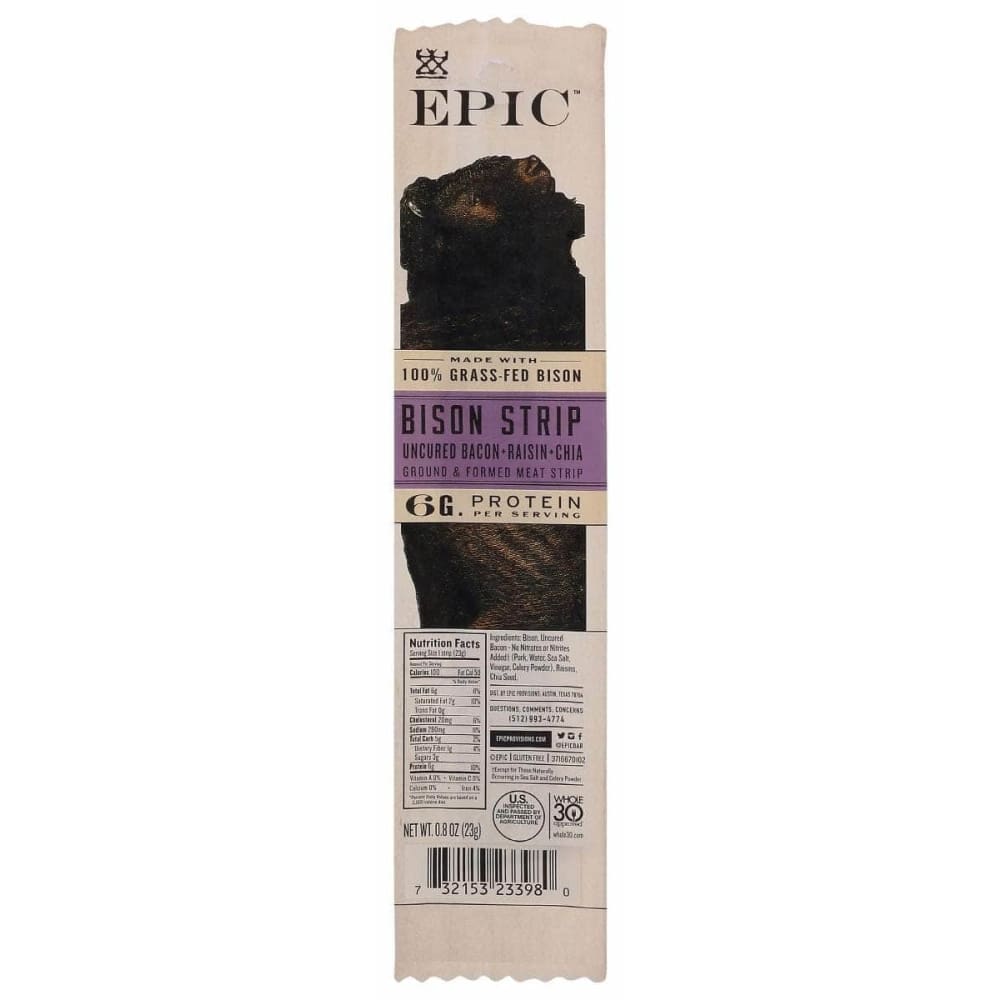 EPIC EPIC Bison Bacon Chia Snack Strip, 0.8 oz