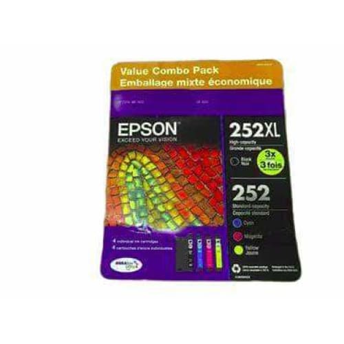 Epson 252XL/252 High-Yield Black And Standard-Yield Cyan/Magenta/Yellow Ink Cartridges, Pack Of 4 (Model T252XL-BCS) - ShelHealth.Com