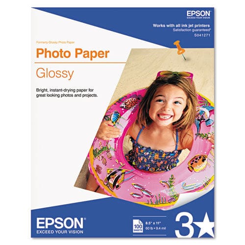 Epson Glossy Photo Paper 9.4 Mil 8.5 X 11 Glossy White 100/pack - School Supplies - Epson®