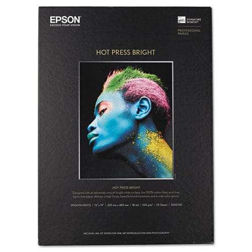 Epson Hot Press Bright Fine Art Paper 17 Mil 8.5 X 11 Smooth Matte White 25/pack - School Supplies - Epson®