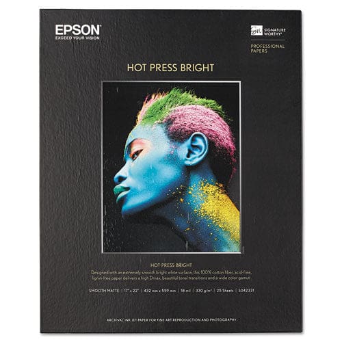 Epson Hot Press Bright Fine Art Paper 17 Mil 17 X 22 Smooth Matte White 25/pack - School Supplies - Epson®