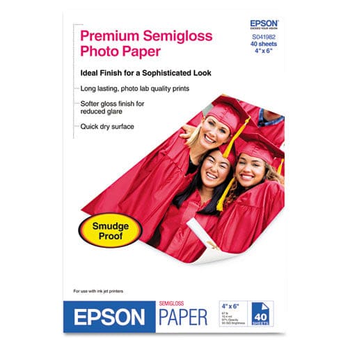 Epson Premium Semigloss Photo Paper 7 Mil 4 X 6 Semi-gloss White 40/pack - School Supplies - Epson®
