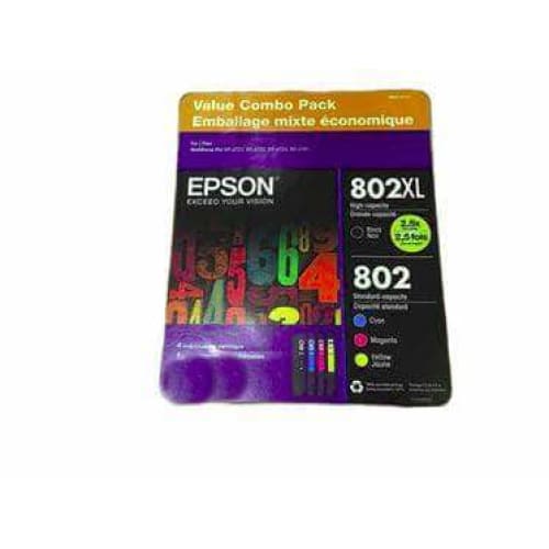 Epson T802XL-BCS DURABrite Ultra Black High Capacity and color Combo Pack Standard Capacity Cartridge Ink - ShelHealth.Com