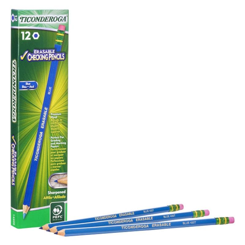 Erasable Colored Pencils Blue Ticonderoga (Pack of 6) - Colored Pencils - Dixon Ticonderoga Company