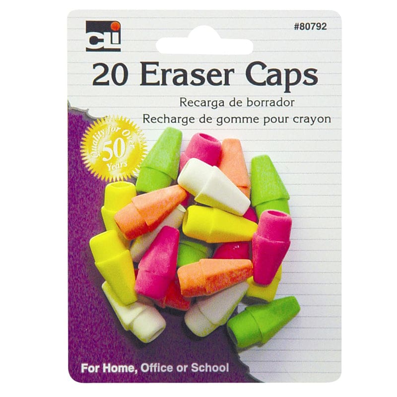 Eraser Caps Neon Asst (Pack of 12) - Erasers - Charles Leonard