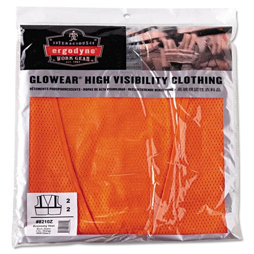 ergodyne Glowear 8210z Class 2 Economy Vest Polyester Mesh Zipper Closure Large To X-large Orange - Janitorial & Sanitation - ergodyne®