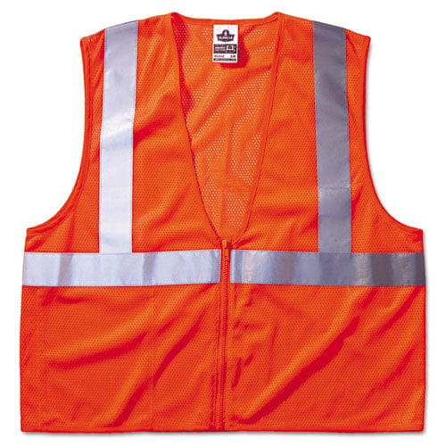 ergodyne Glowear 8210z Class 2 Economy Vest Polyester Mesh Zipper Closure Large To X-large Orange - Janitorial & Sanitation - ergodyne®